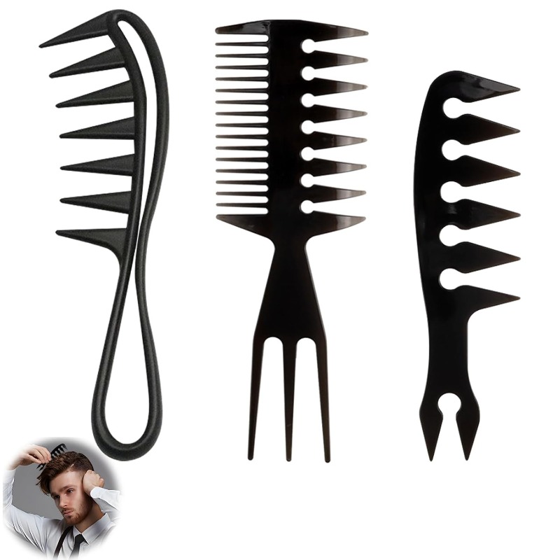 Mens Grooming Barber - 1/3개입 와이드 칫솔형 헤어 빗 –