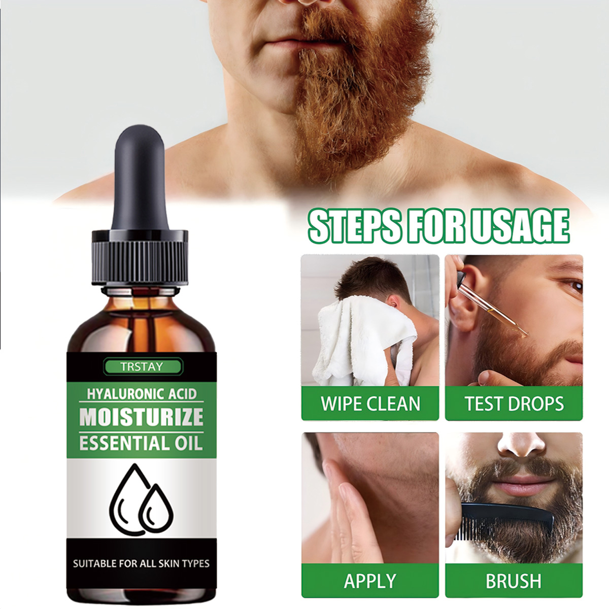 100% 천연 가속 얼굴 털 성장 수염 에센셜 오일 모 - Men'S Grooming And Skin Care 리뷰 및 가격